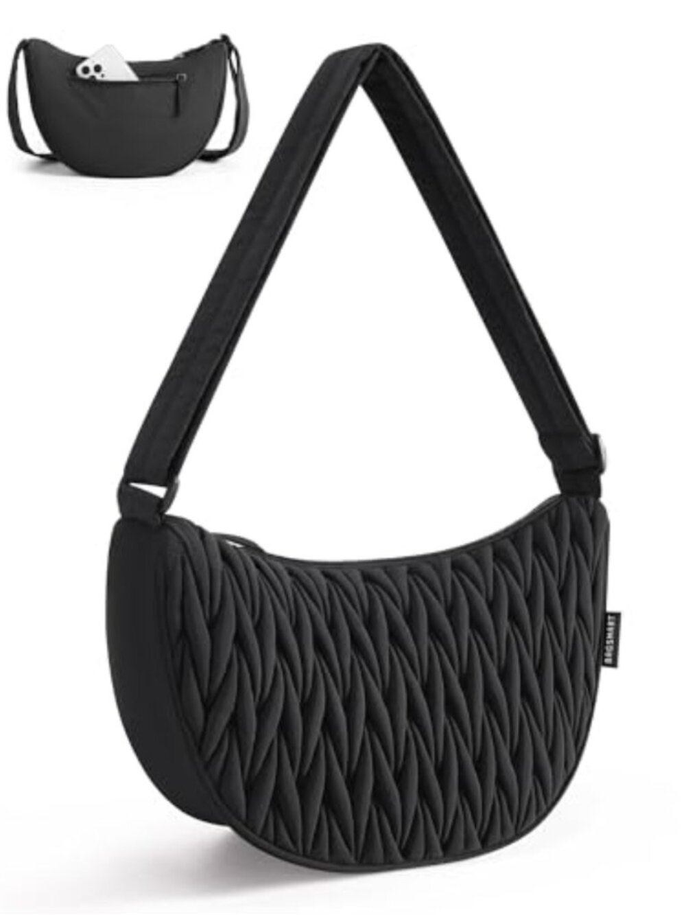 Hobo Bag Quilted Shoulder Handbag Adjustable Strap Crossbody with Pockets
